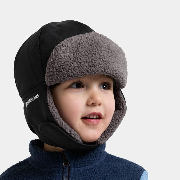 Waterproof, Warm Kids Winter Hat - Biggles Cap 7 - Black