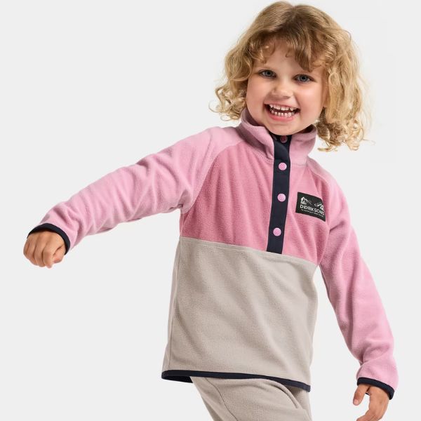 Didriksons Monte Half Button Kids Fleece - Heather Pink