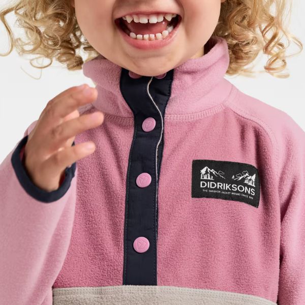 Girls Fleece For Lapland Didriksons Monte Half Button Kids Fleece - Heather Pink
