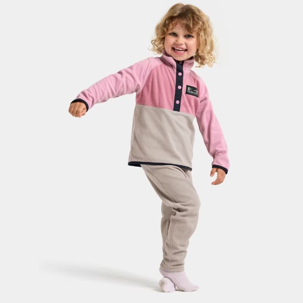 Didriksons Monte Half Button Kids Fleece - Heather Pink