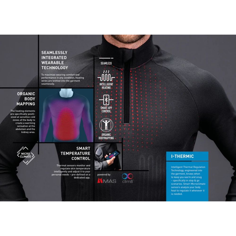 Odlo Mens Ski Heated Ski Base Layer 1/2 Zip I-Thermic