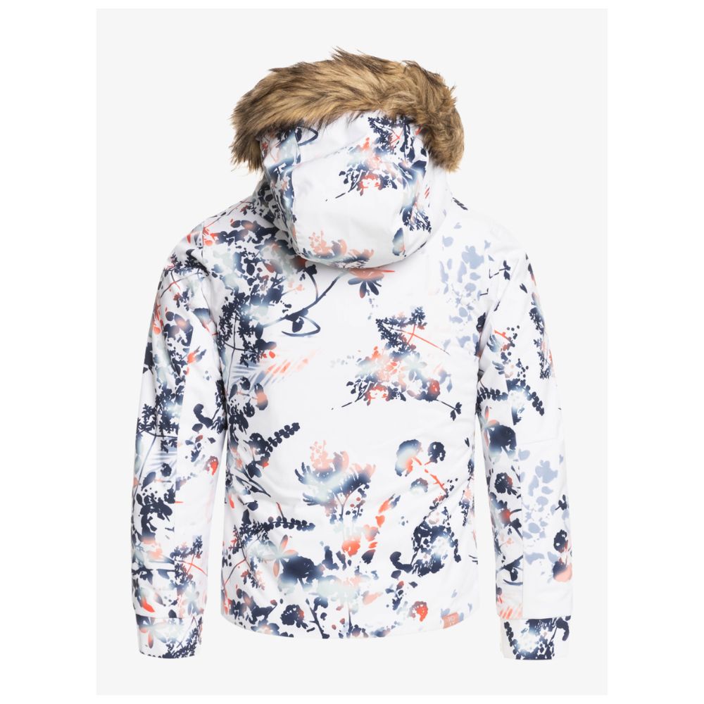 Roxy Jet Ski Girls Ski Jacket Bright White Trop