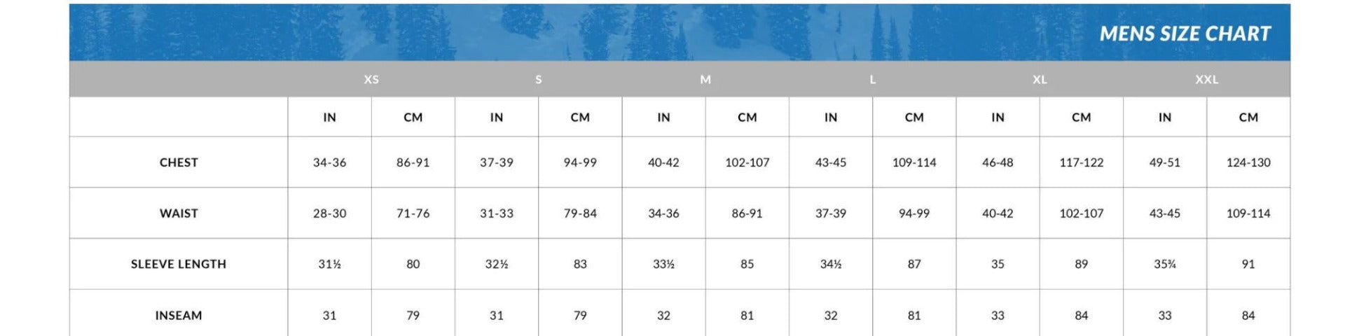 Spyder ski jacket size chart discount